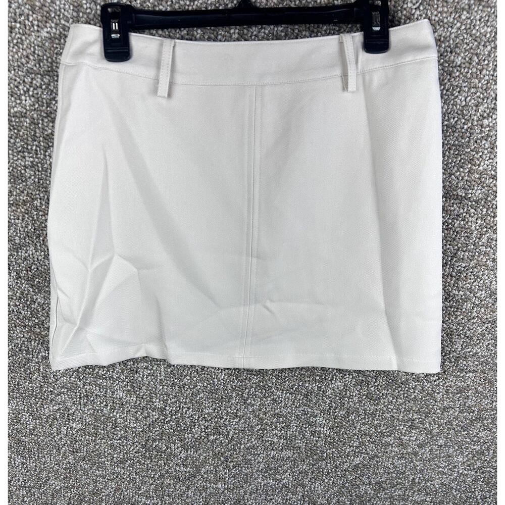 Commense Apricot Off White Skirt Large Belted Minimalist Neutral Classic Mini